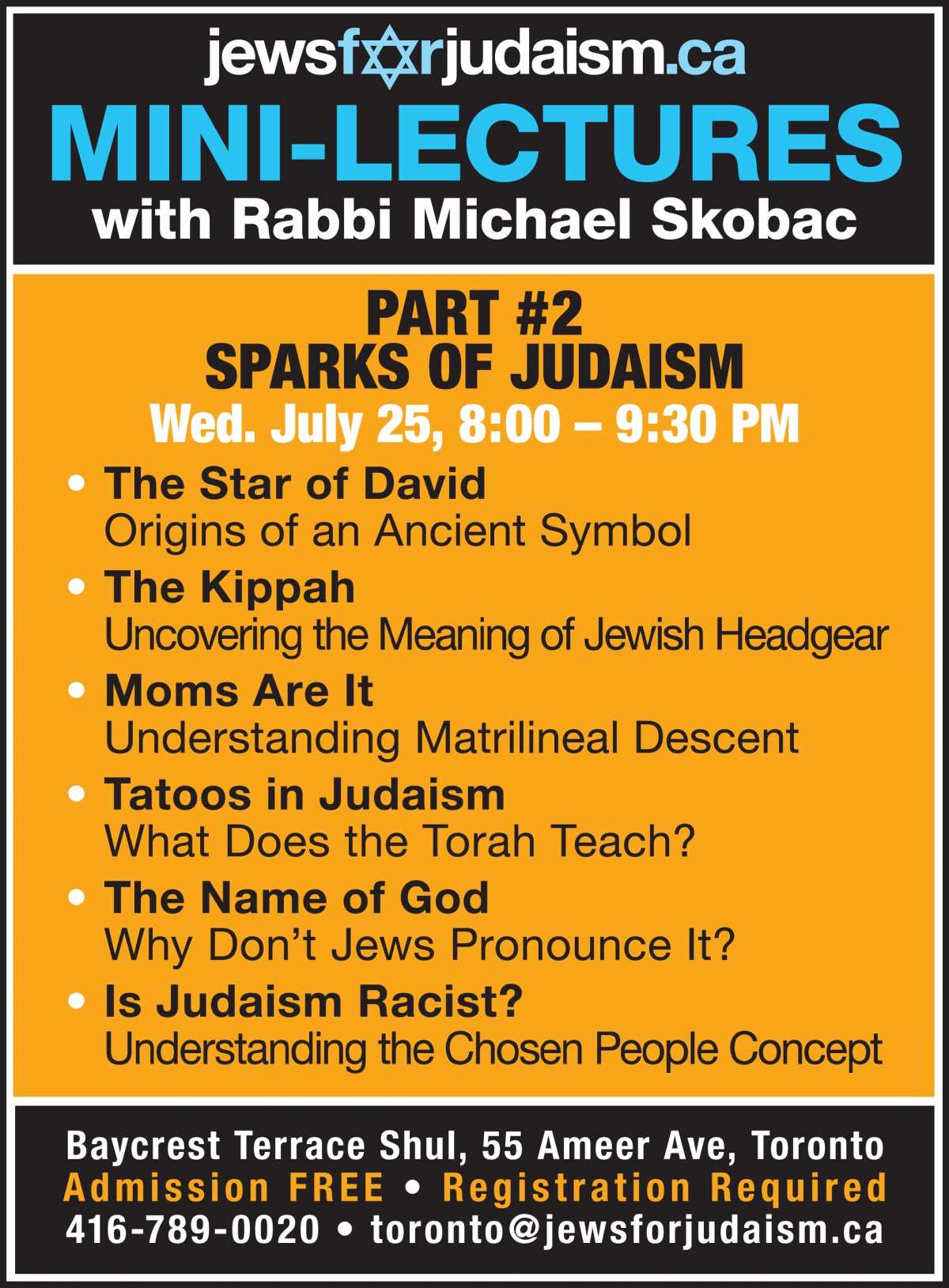 SPARKS OF JUDAISM: 6 MINI-LECTURES (Part #2) with Rabbi Michael Skobac