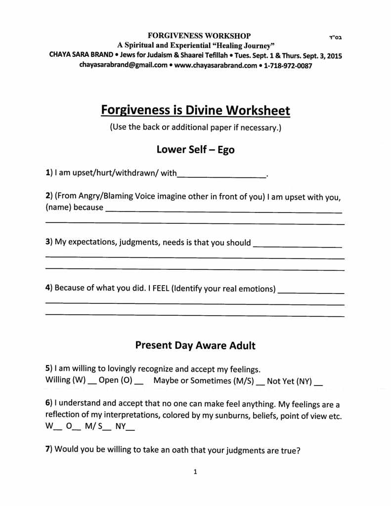 Forgiveness Workshop – Resource Materials - Jews for Judaism