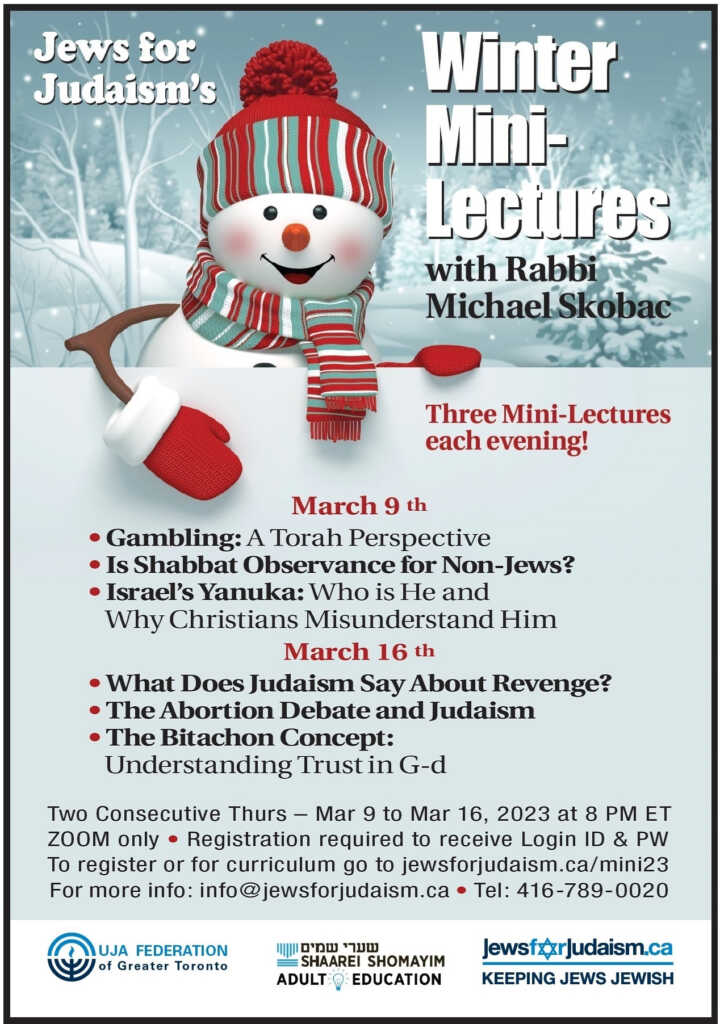 Jews for Judaism’s Winter Mini-Lectures with Rabbi Michael Skobac