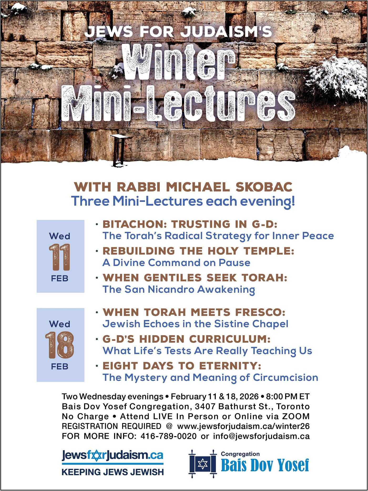 WINTER MINI-LECTURES 2026 with Rabbi Michael Skobac