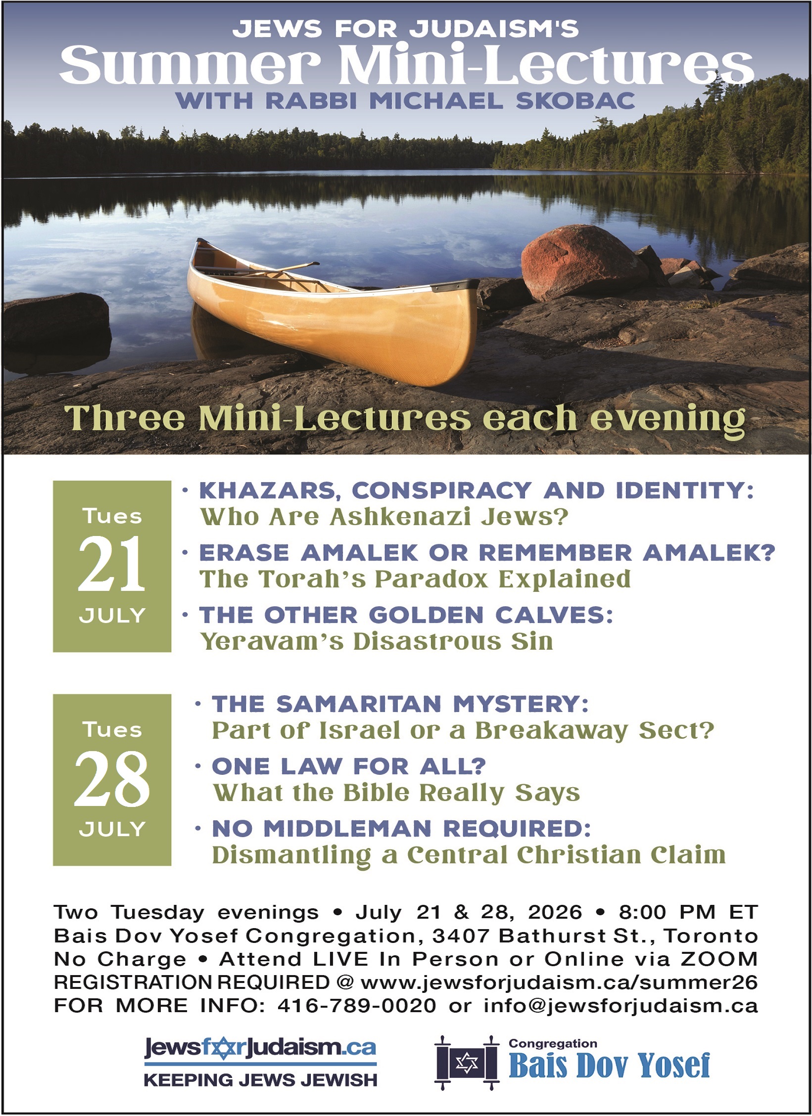 Summer Mini-Lectures with Rabbi Michael Skobac